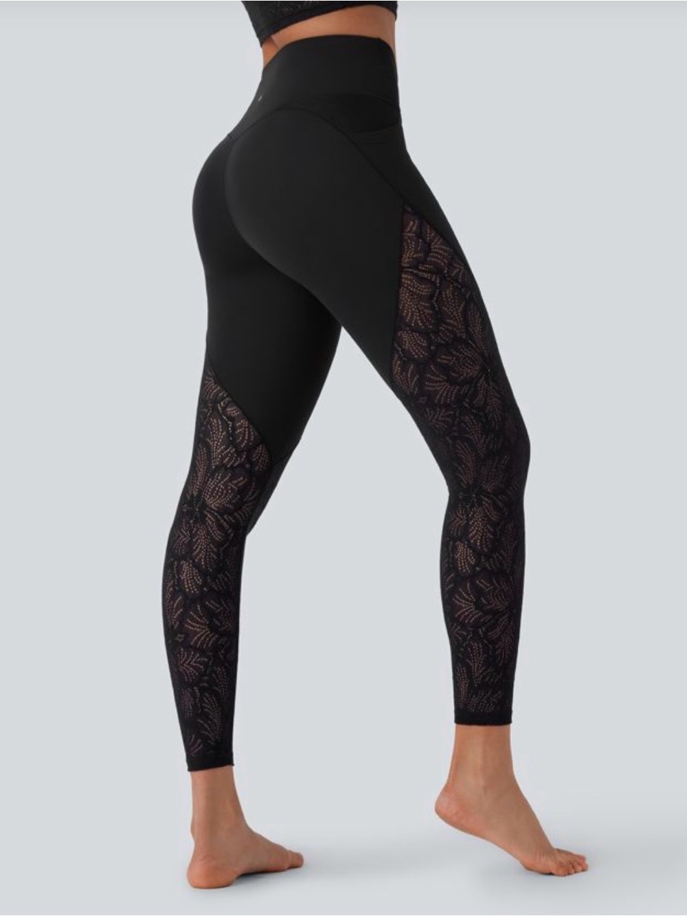 BNIP SoftlyZero High Waisted Crossover Pocket Lace Full Length Leggings